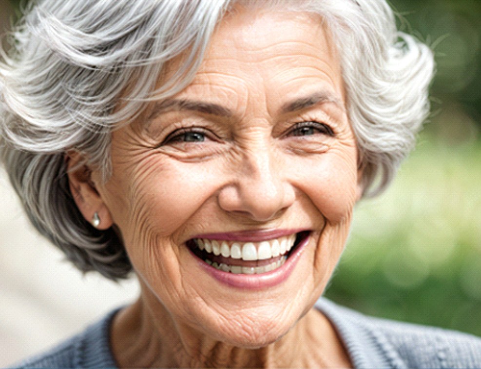 Laughing older woman with beautiful teeth